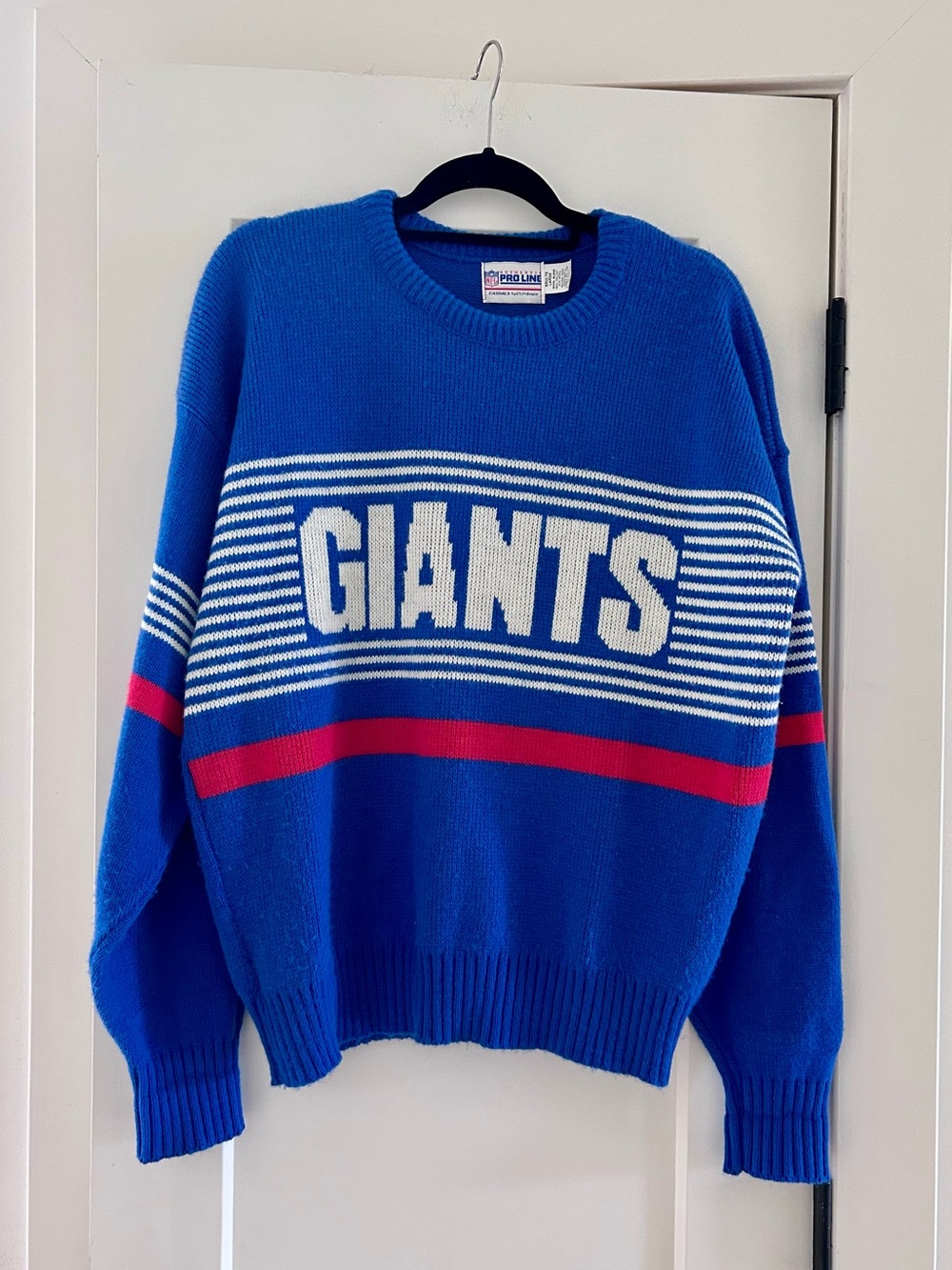 Vintage 80s NFL New York Giants Blue wool Crewneck Sweater by Cliff Engle